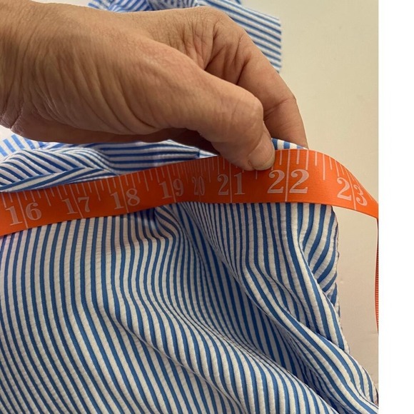 Time and Tru Plus 3X Blue Striped One Piece Swimsuit Ruffle V Neck 24W 26W - Picture 8 of 16